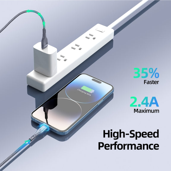 DUZZONA A7 2.4A USB to 8 Pin Charging Data Cable, Length:2m