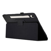 For Samsung Galaxy Tab S9 Litchi Texture Leather Tablet Case with Holder(Black)