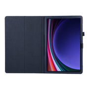 For Samsung Galaxy Tab S9 Litchi Texture Leather Tablet Case with Holder(Dark Blue)