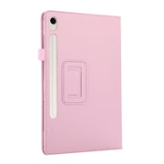 For Samsung Galaxy Tab S9 Litchi Texture Leather Tablet Case with Holder(Pink)