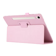 For Samsung Galaxy Tab S9 Litchi Texture Leather Tablet Case with Holder(Pink)