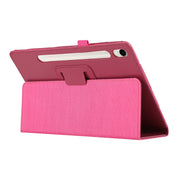 For Samsung Galaxy Tab S9 Litchi Texture Leather Tablet Case with Holder(Rose Red)