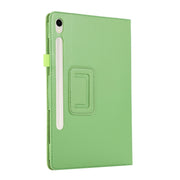 For Samsung Galaxy Tab S9 Litchi Texture Leather Tablet Case with Holder(Green)