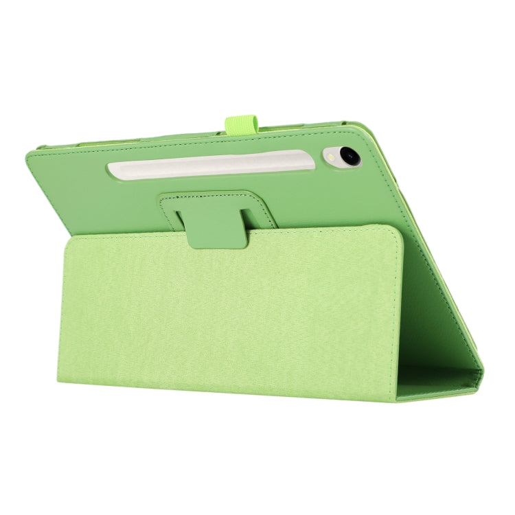 For Samsung Galaxy Tab S9 Litchi Texture Leather Tablet Case with Holder(Green)