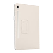 For Samsung Galaxy Tab S9 Litchi Texture Leather Tablet Case with Holder(White)