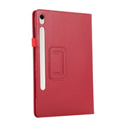 For Samsung Galaxy Tab S9 Litchi Texture Leather Tablet Case with Holder(Red)