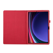 For Samsung Galaxy Tab S9 Litchi Texture Leather Tablet Case with Holder(Red)