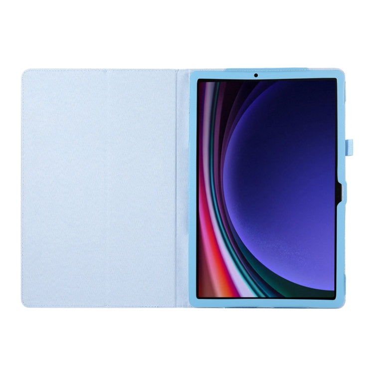 For Samsung Galaxy Tab S9 Litchi Texture Leather Tablet Case with Holder(Sky Blue)