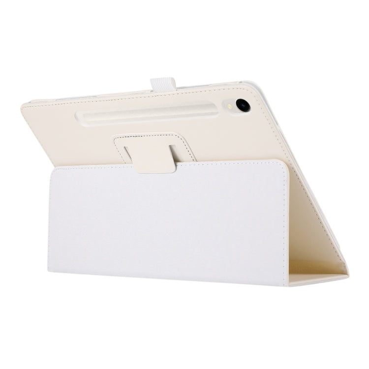 For Samsung Galaxy Tab S9+ / S10+ Litchi Texture Leather Tablet Case with Holder(White)