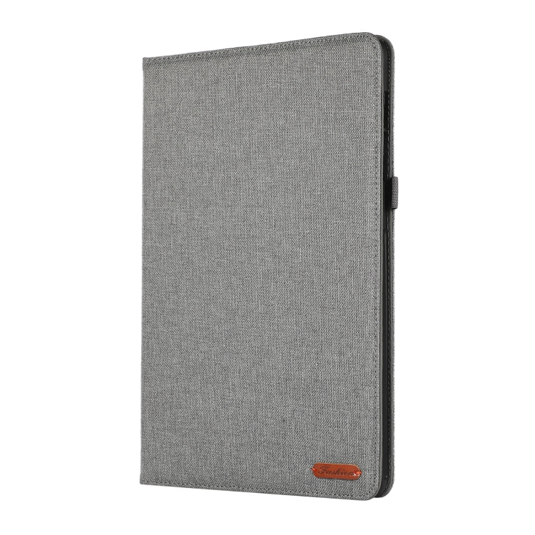 For Samsung Galaxy Tab S10 FE / S9 FE Fabric Texture Horizontal Flip Leather Tablet Case(Grey)