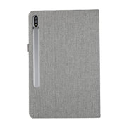 For Samsung Galaxy Tab S10 FE / S9 FE Fabric Texture Horizontal Flip Leather Tablet Case(Grey)