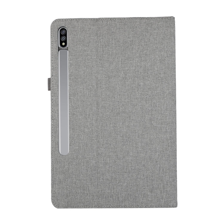 For Samsung Galaxy Tab S10 FE / S9 FE Fabric Texture Horizontal Flip Leather Tablet Case(Grey)