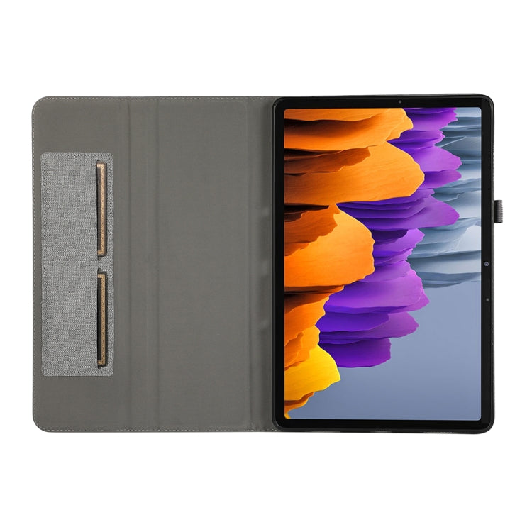 For Samsung Galaxy Tab S10 FE / S9 FE Fabric Texture Horizontal Flip Leather Tablet Case(Grey)