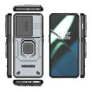 For OnePlus 11 5G Sliding Camshield TPU + PC Shockproof Phone Case with Holder(Grey)