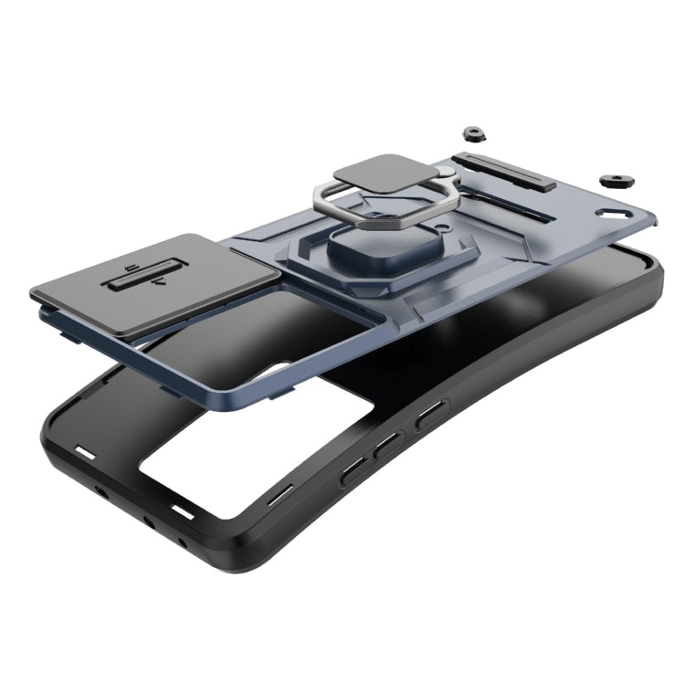 For OnePlus Nord CE3 5G Sliding Camshield TPU + PC Shockproof Phone Case with Holder(Black)