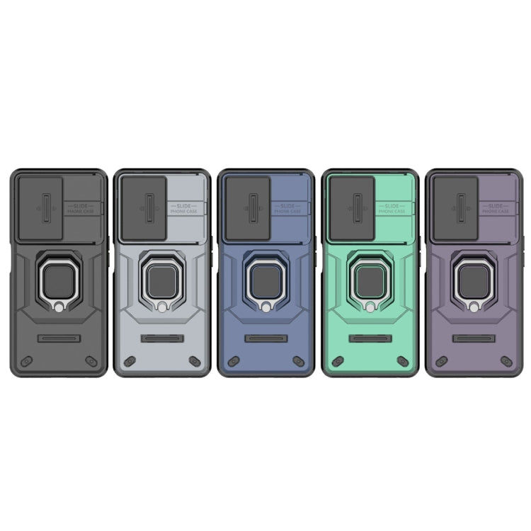 For OnePlus Nord CE 3 Lite 5G Sliding Camshield TPU + PC Shockproof Phone Case with Holder(Blue)