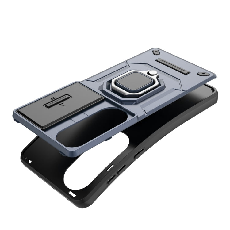 For OnePlus ACE 3V Sliding Camshield TPU + PC Shockproof Phone Case with Holder(Green)