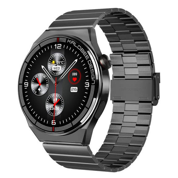 1.3 inch Bamboo Steel Band IP68 Water-resistant Smart Watch Support Bluetooth Call(Black)