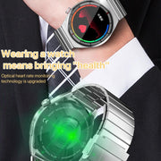1.3 inch Bamboo Steel Band IP68 Water-resistant Smart Watch Support Bluetooth Call(Black)