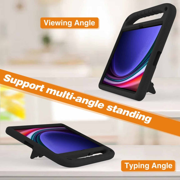 For Samsung Galaxy Tab S9+ Handle EVA Shockproof Tablet Case with Holder(Black)