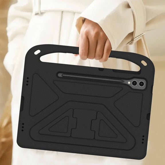 For Samsung Galaxy Tab S9+ Handle EVA Shockproof Tablet Case with Holder(Black)