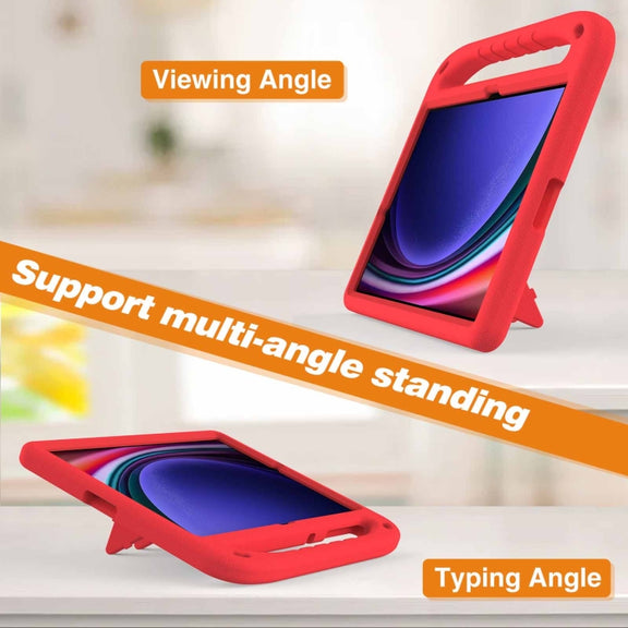 For Samsung Galaxy Tab S9+ Handle EVA Shockproof Tablet Case with Holder(Red)