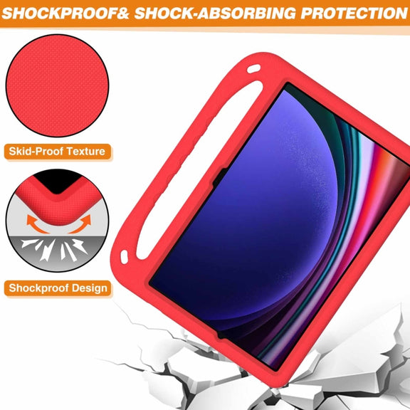 For Samsung Galaxy Tab S9+ Handle EVA Shockproof Tablet Case with Holder(Red)
