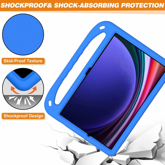 For Samsung Galaxy Tab S9+ Handle EVA Shockproof Tablet Case with Holder(Blue)