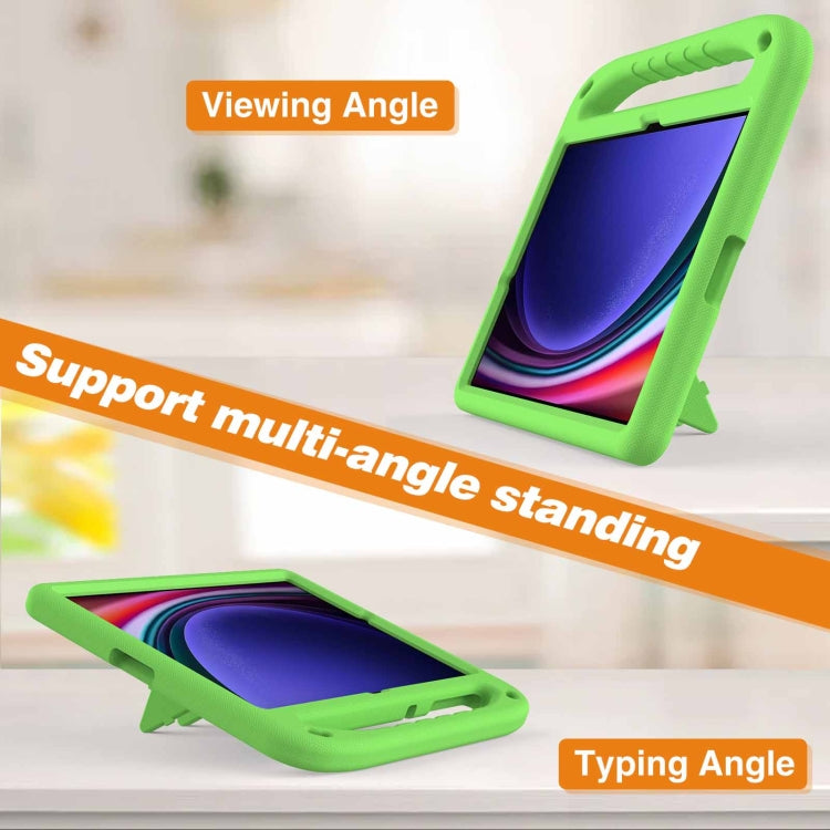 For Samsung Galaxy Tab S9+ Handle EVA Shockproof Tablet Case with Holder(Green)