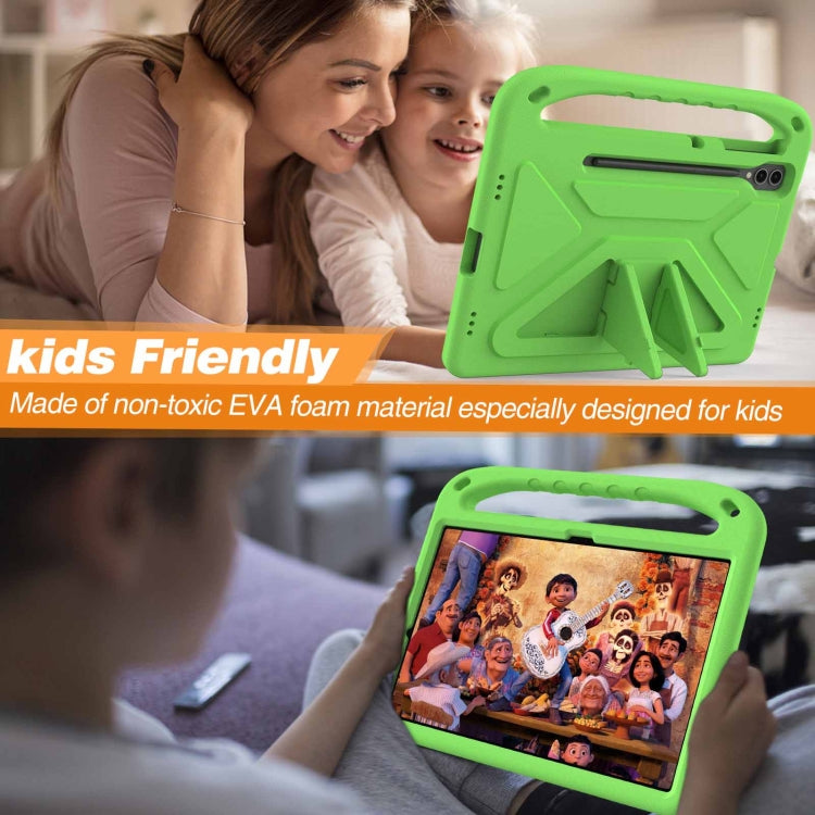 For Samsung Galaxy Tab S9+ Handle EVA Shockproof Tablet Case with Holder(Green)
