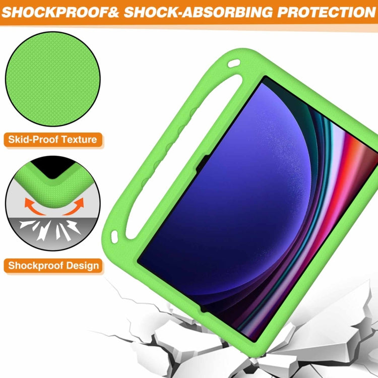 For Samsung Galaxy Tab S9+ Handle EVA Shockproof Tablet Case with Holder(Green)