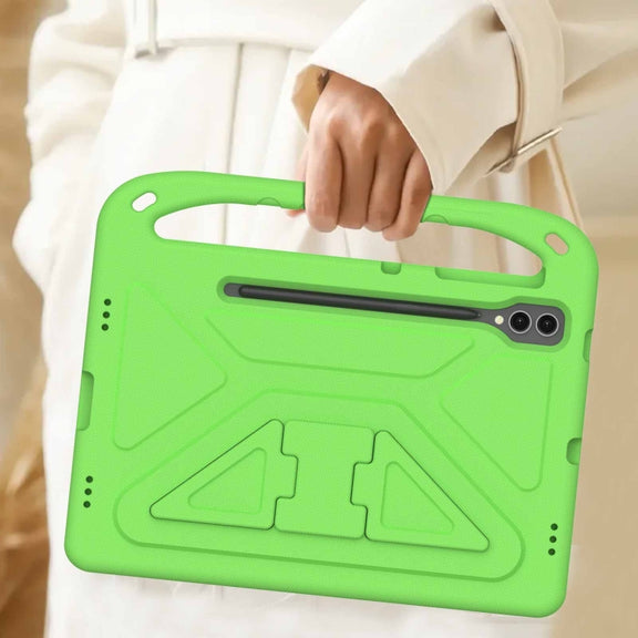 For Samsung Galaxy Tab S9+ Handle EVA Shockproof Tablet Case with Holder(Green)