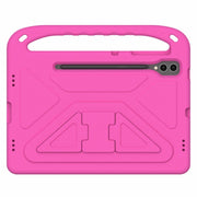 For Samsung Galaxy Tab S9+ Handle EVA Shockproof Tablet Case with Holder(Rose Red)