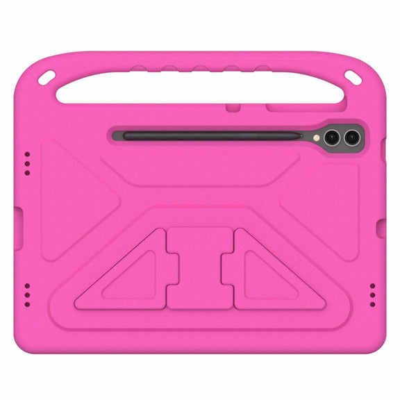 For Samsung Galaxy Tab S9+ Handle EVA Shockproof Tablet Case with Holder(Rose Red)