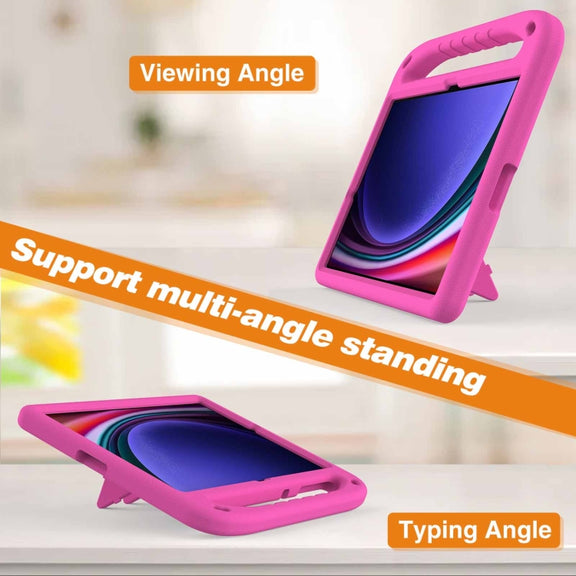 For Samsung Galaxy Tab S9+ Handle EVA Shockproof Tablet Case with Holder(Rose Red)