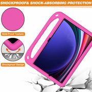 For Samsung Galaxy Tab S9+ Handle EVA Shockproof Tablet Case with Holder(Rose Red)