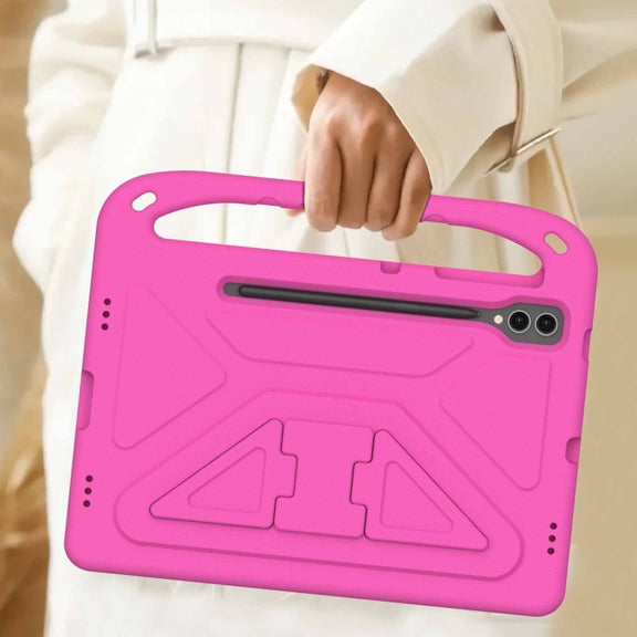 For Samsung Galaxy Tab S9+ Handle EVA Shockproof Tablet Case with Holder(Rose Red)