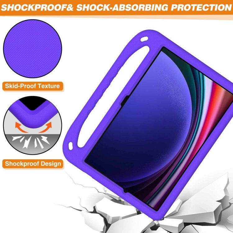 For Samsung Galaxy Tab S9+ Handle EVA Shockproof Tablet Case with Holder(Purple)
