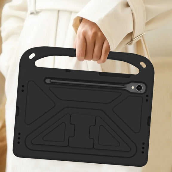 For Samsung Galaxy Tab S9 Handle EVA Shockproof Tablet Case with Holder(Black)