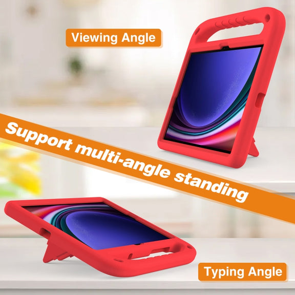 For Samsung Galaxy Tab S9 Handle EVA Shockproof Tablet Case with Holder(Red)