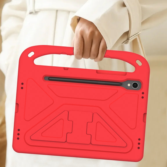 For Samsung Galaxy Tab S9 Handle EVA Shockproof Tablet Case with Holder(Red)