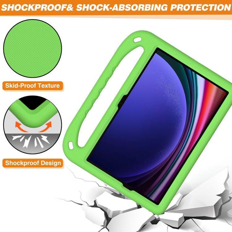 For Samsung Galaxy Tab S9 Handle EVA Shockproof Tablet Case with Holder(Green)