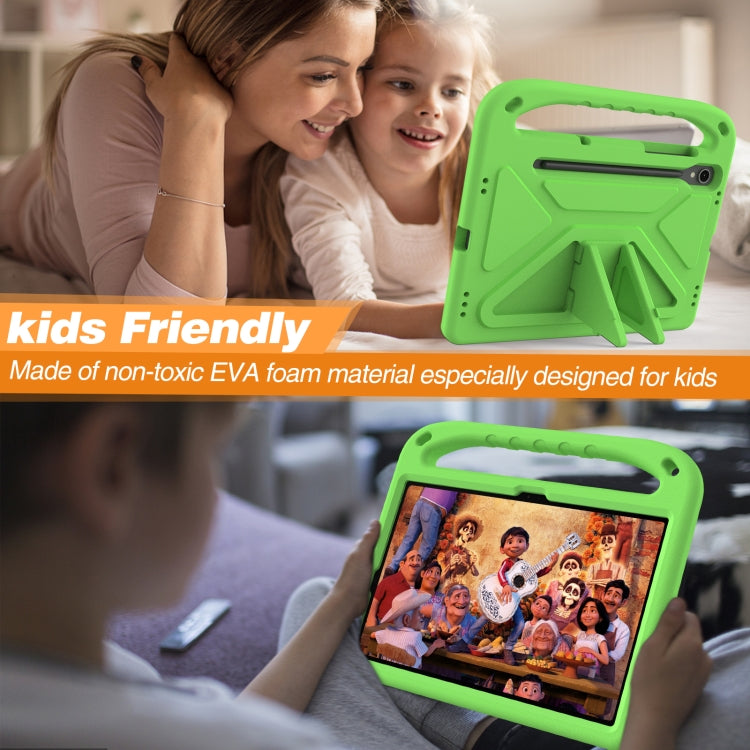 For Samsung Galaxy Tab S9 Handle EVA Shockproof Tablet Case with Holder(Green)