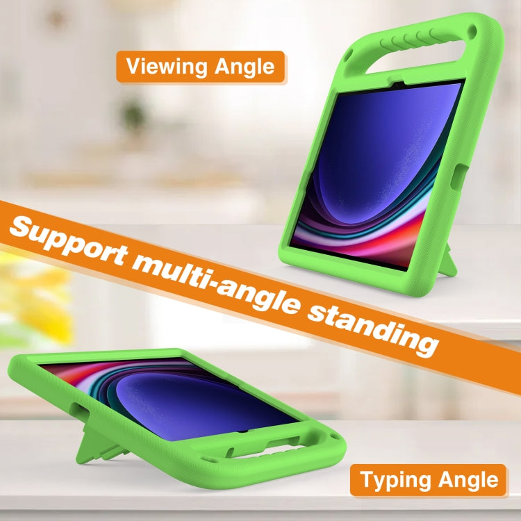 For Samsung Galaxy Tab S9 Handle EVA Shockproof Tablet Case with Holder(Green)