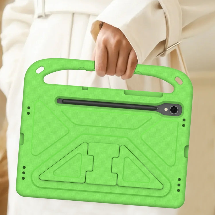 For Samsung Galaxy Tab S9 Handle EVA Shockproof Tablet Case with Holder(Green)