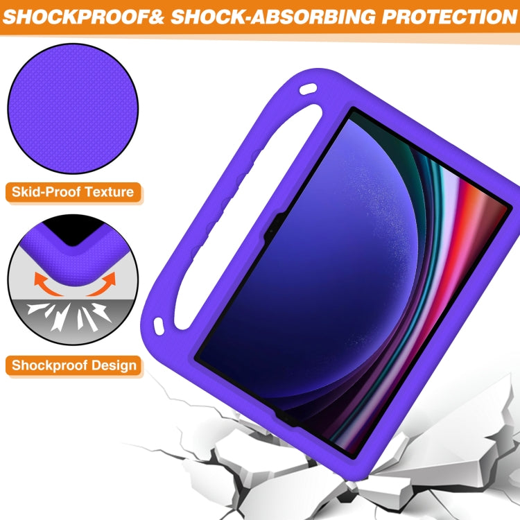 For Samsung Galaxy Tab S9 Handle EVA Shockproof Tablet Case with Holder(Purple)