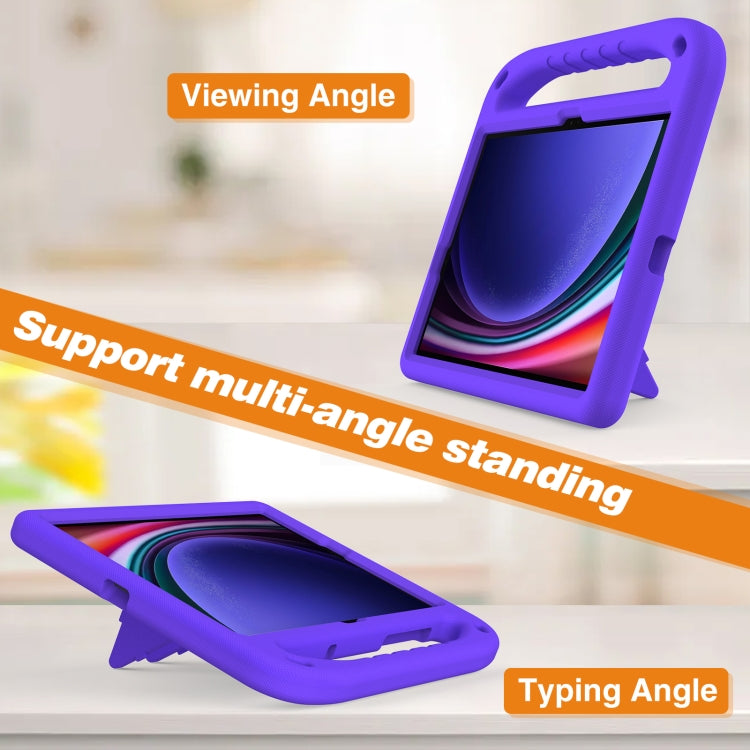 For Samsung Galaxy Tab S9 Handle EVA Shockproof Tablet Case with Holder(Purple)