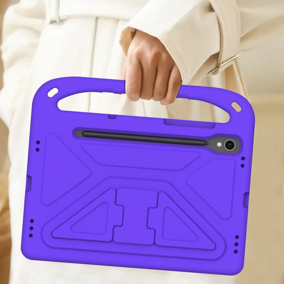 For Samsung Galaxy Tab S9 Handle EVA Shockproof Tablet Case with Holder(Purple)
