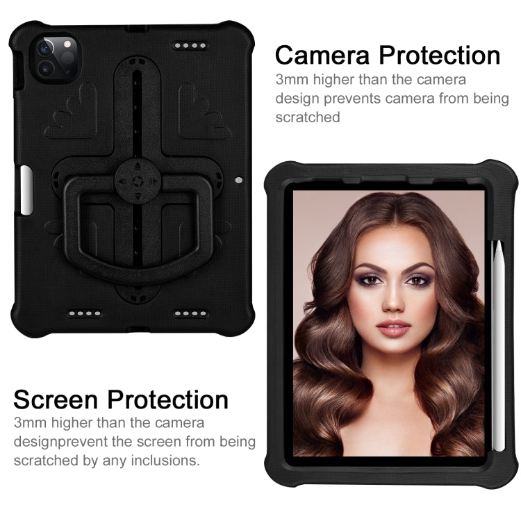 For iPad Pro 11 2024 Shield 360 Rotation Handle EVA Shockproof PC Tablet Case(Black)