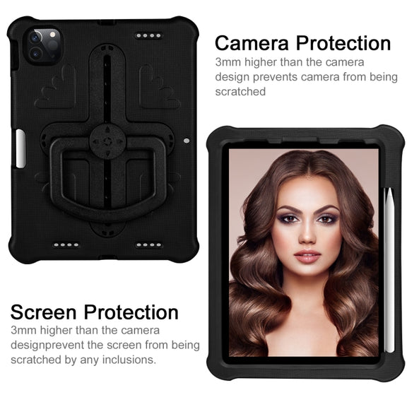 For iPad Pro 11 2024 Shield 360 Rotation Handle EVA Shockproof PC Tablet Case(Black)